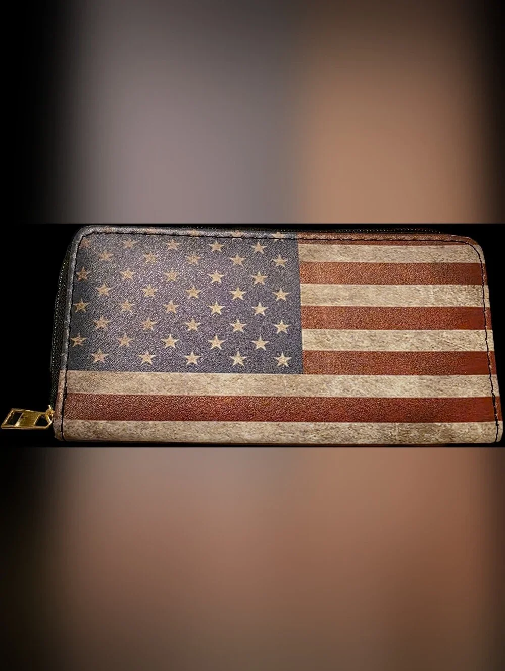 American Flag Zip Around Wallet